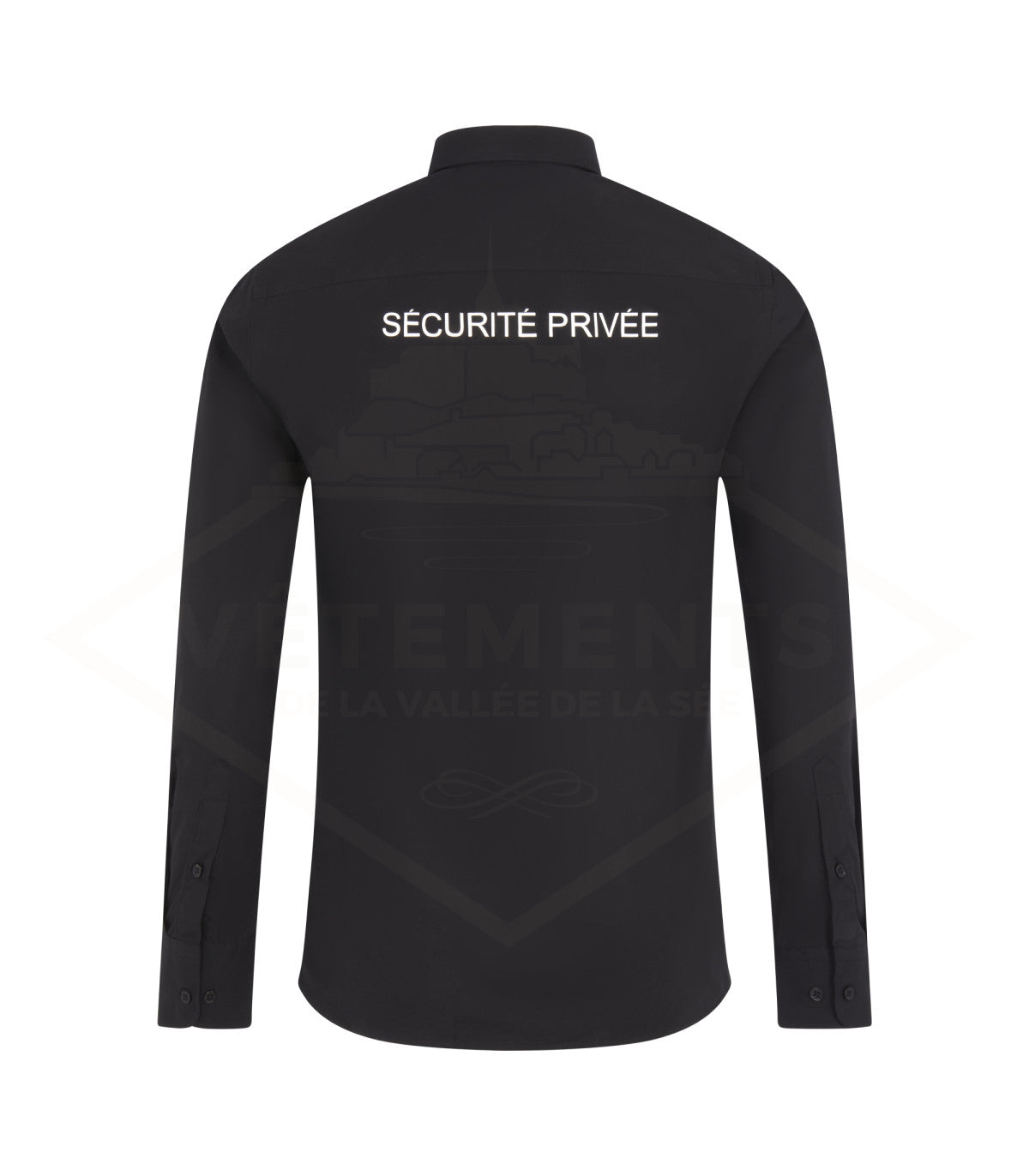 CHEMISE NON IRON SECURITE PRIVEE avec rectangle de velcro doux blanc pour pochette Décret 180723