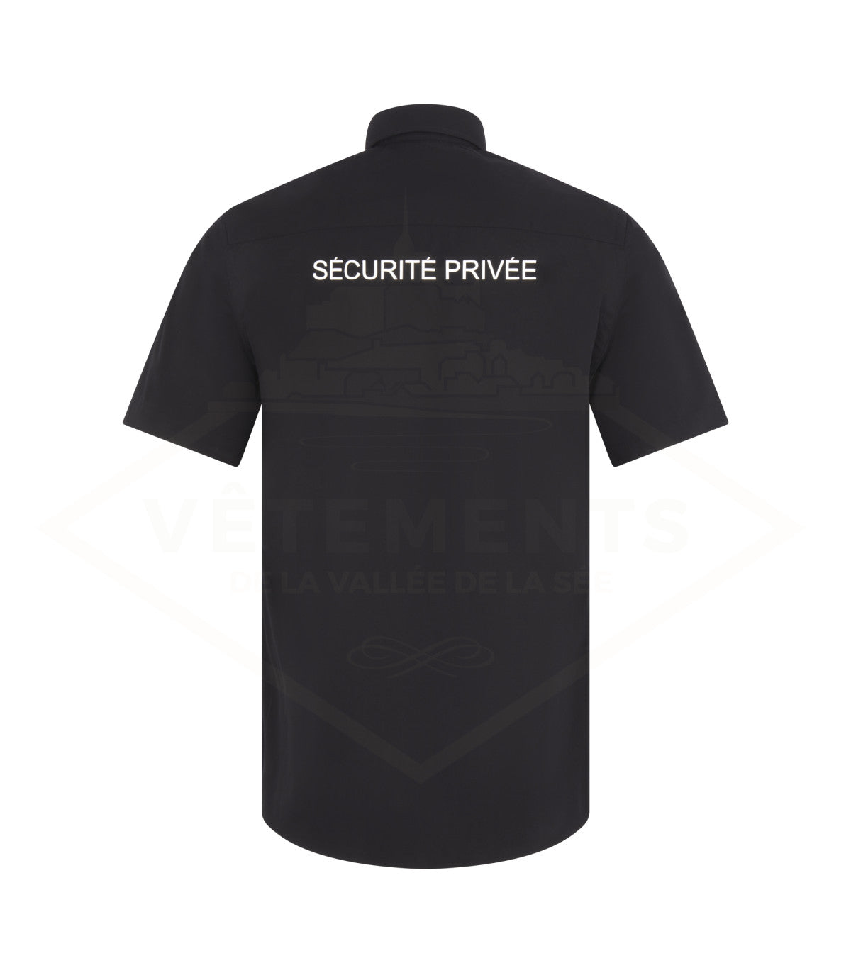 CHEMISETTE NON IRON SECURITE PRIVEE avec rectangle de velcro doux blanc pour pochette Décret 180723