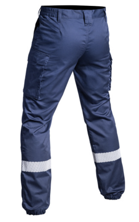 Pantalon SÉCU-ONE bas élastiqué HV-TAPE bleu marine (A10)