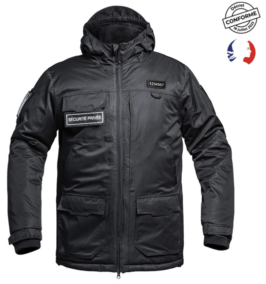 Parka Hardshell SÉCU-ONE WF 150 flap Sécurité Privée noir (A10)