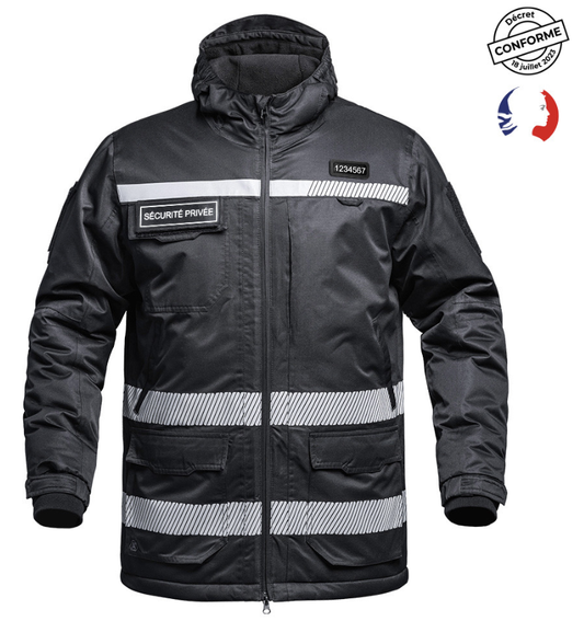 Parka Hardshell SÉCU-ONE WF 150 HV-TAPE Sécurité Privée noir (A10)