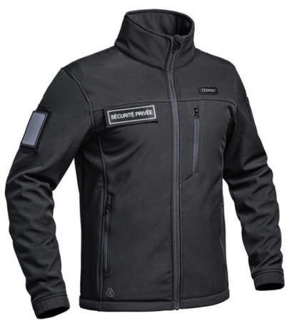 Veste Softshell SÉCU-ONE flap Sécurité Privée noir (A10)