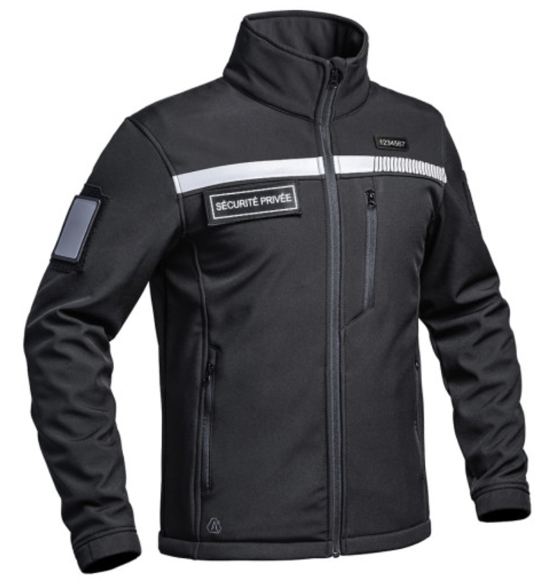 Veste Softshell SÉCU-ONE HV-TAPE Sécurité Privée noir A10