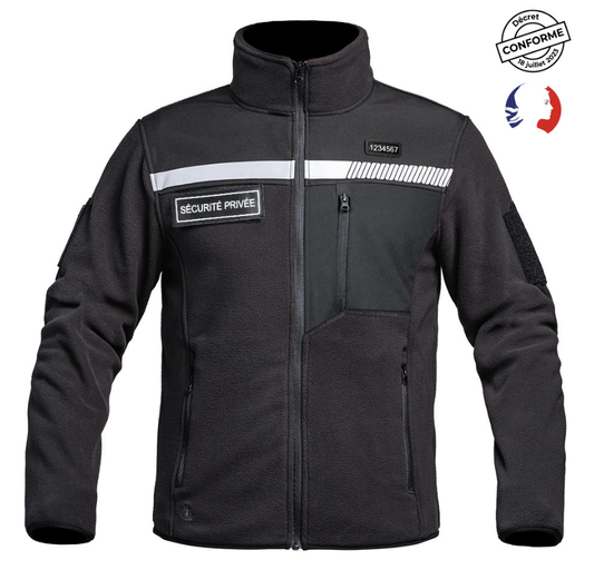 Veste Polaire SÉCU-ONE HV-TAPE Sécurité Privée noir (A10)