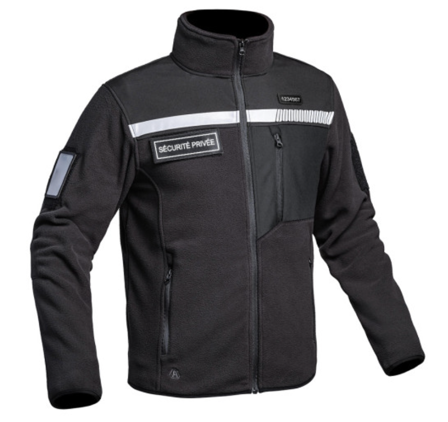 Veste Polaire SÉCU-ONE HV-TAPE Sécurité Privée noir (A10)