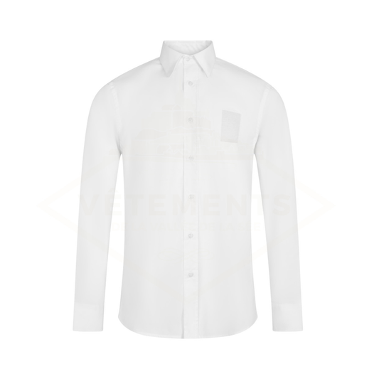 CHEMISE NON IRON SECURITE PRIVEE avec rectangle de velcro doux blanc pour pochette Décret 180723