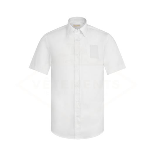 CHEMISETTE NON IRON SECURITE PRIVEE avec rectangle de velcro doux blanc pour pochette Décret 180723