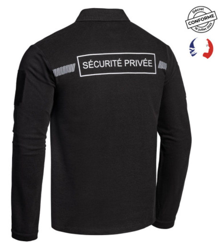 Polo SÉCU-ONE manches longues Sécurité Privée noir (A10)