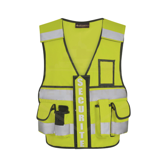 Lot de 10 GILET THOR HV SECURITE PRIVEE avec pochette transparente rectangulaire Décret 180723