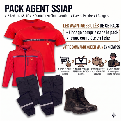 PACK AGENT SSIAP – Tenue Complète Sécurité Incendie (Flocage Inclus)