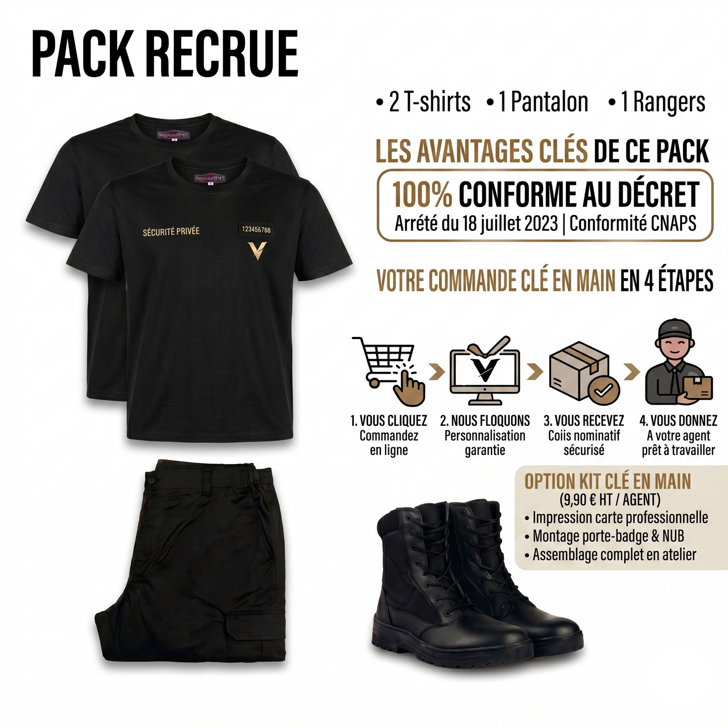 Pack Recrue (99,90 € HT) – Tenue Complète de Terrain avec Flocage Cœur Inclus !