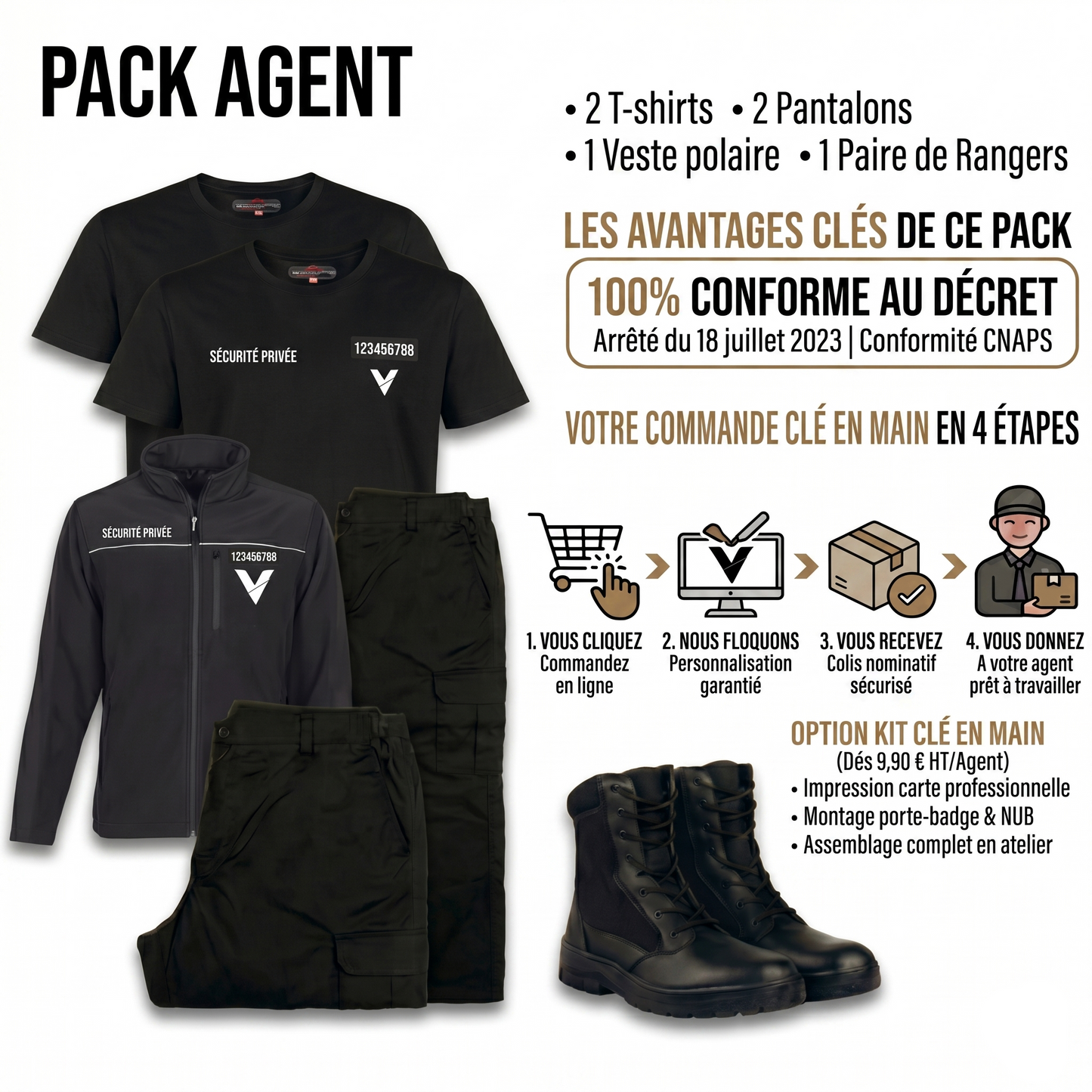 Pack AGENT (149,90 € HT) – Tenue Complète de Terrain avec Flocage Cœur Inclus !