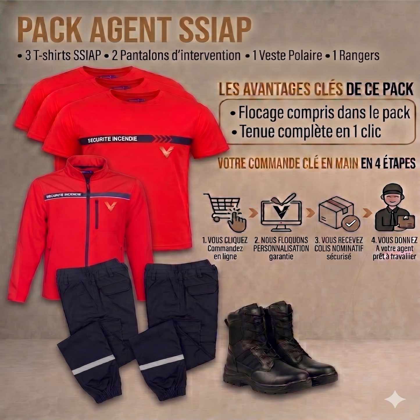 PACK AGENT SSIAP – Tenue Complète Sécurité Incendie (Flocage Inclus)