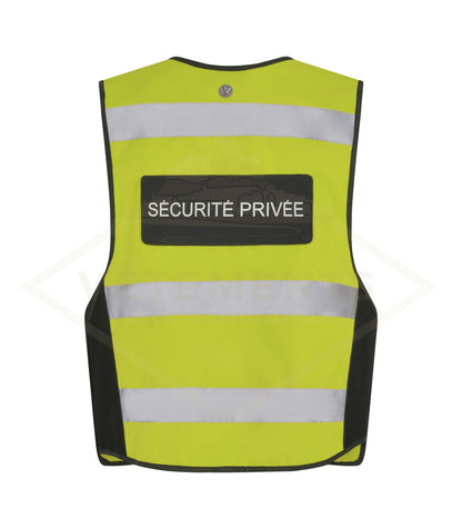 Lot de 10 GILET THOR HV SECURITE PRIVEE avec pochette transparente rectangulaire Décret 180723