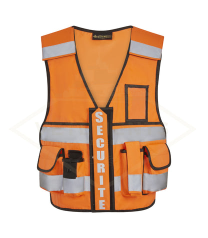 Lot de 10 GILET THOR HV SECURITE PRIVEE avec pochette transparente rectangulaire Décret 180723