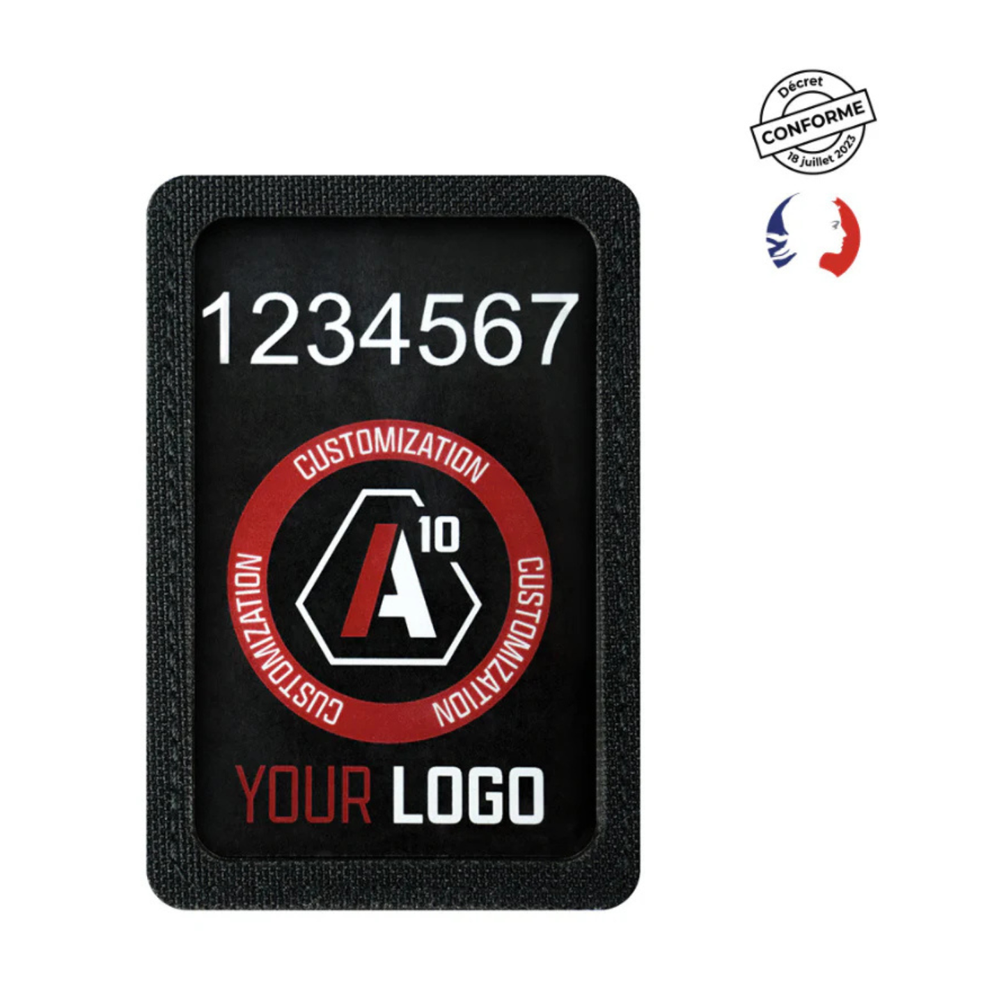 Porte n° d’identification + logo velcro poitrine SÉCU-ONE noir A10